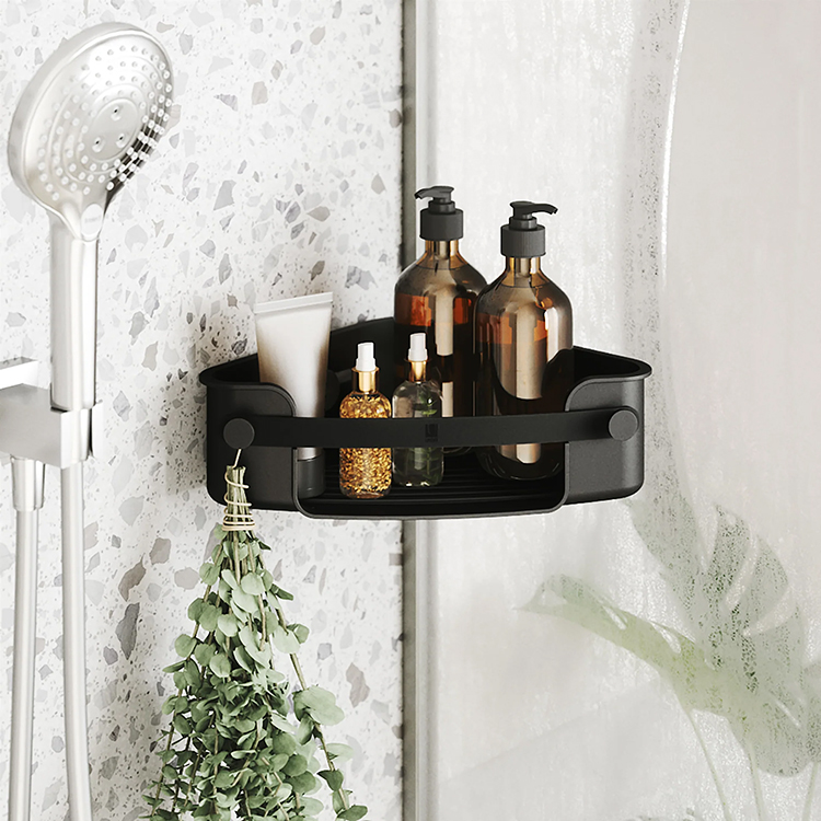 Self-adhesive corner shelf