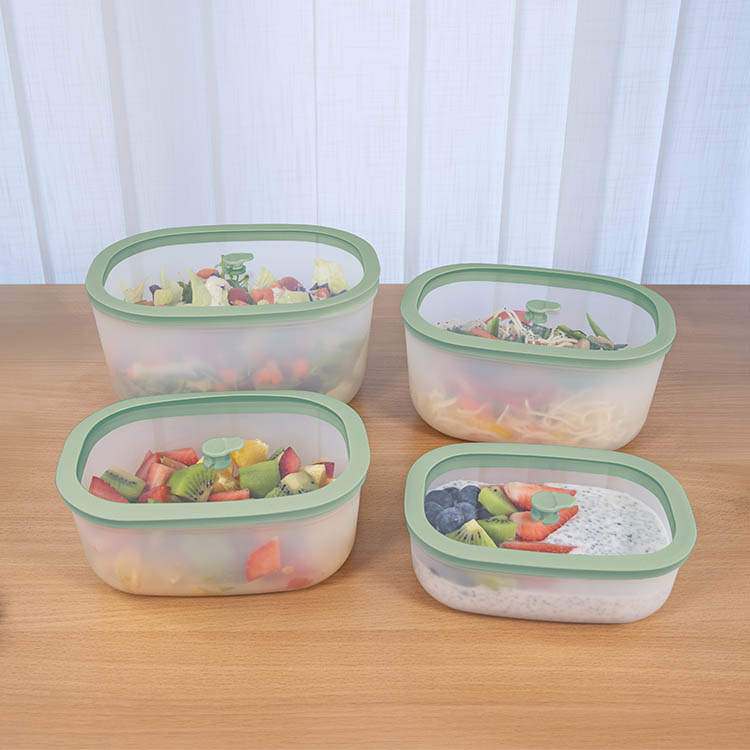 Vacuum boxes with glass lids, set of 4