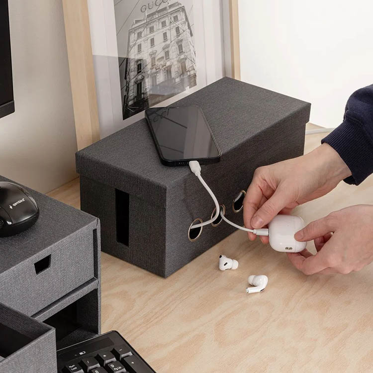 Cable management box for desk
