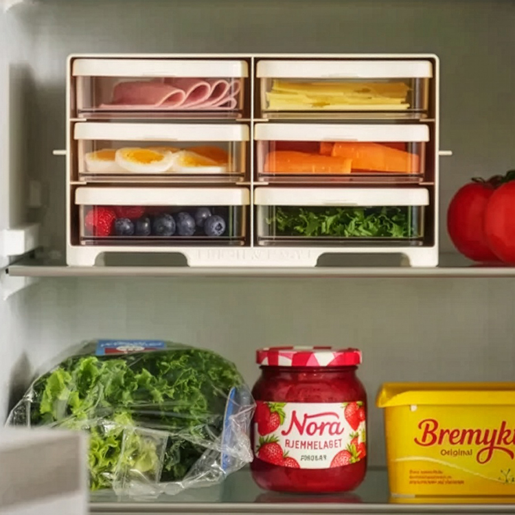 Rack with drawers for the fridge