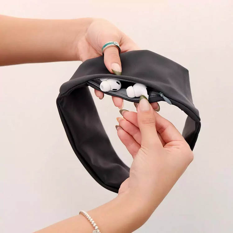 Headband with storage pocket