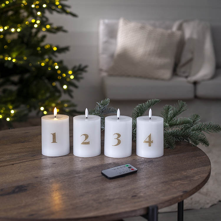 LED Advent candles with numbers