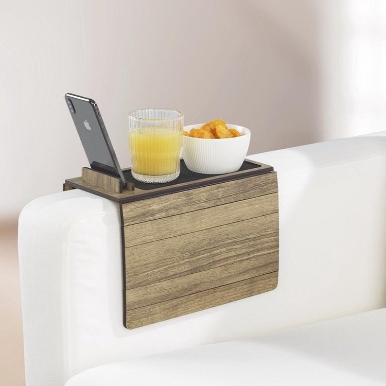 Sofa organiser in wood, SOFA TRAY, Brown