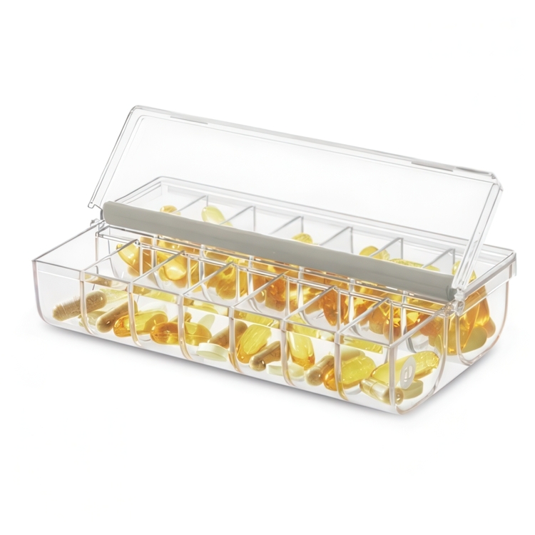Small box, 4 compartments, THE HOME EDIT PILL ORGANIZER, Transparent