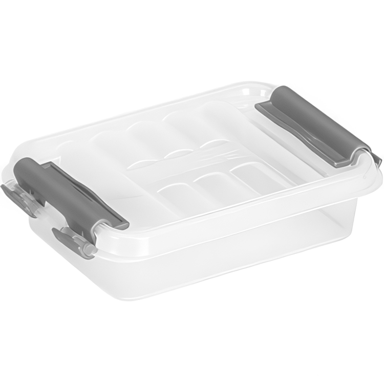 Box, XXS, 0,2 L, Q-LINE MINI BOX, 12 x 7,7 x H 3 cm, Clear / Silver Grey