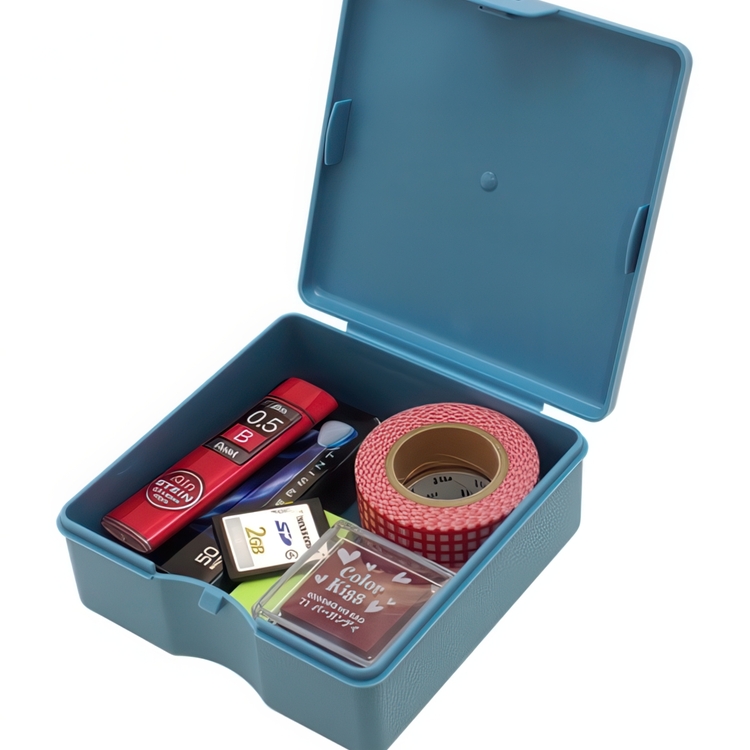 Case, Square, PENCO STORAGE CONTAINER, 11 x 11 x H 4 cm, Light blue