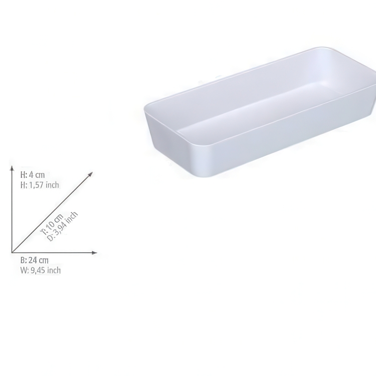 Oblong storage tray, CANDY, 24 x 10 x H 4 cm, White