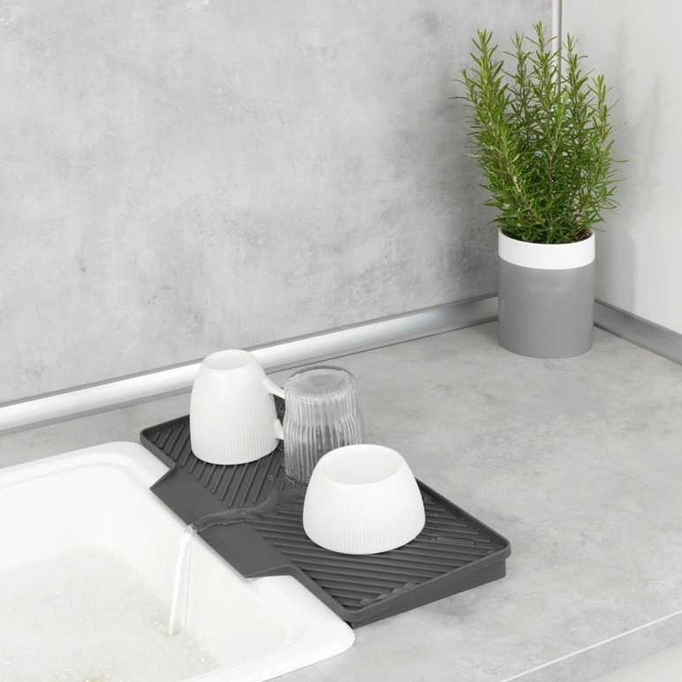 Drain mat for small spaces, NEIL, 40 x 20 cm, Grey