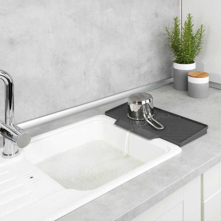 Drain mat for small spaces, NEIL, 40 x 20 cm, Grey