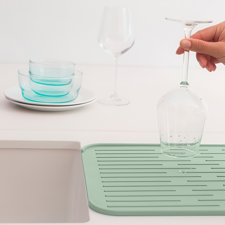 Dish Drying Mat in Silicone, BRABANTIA , 44 x 32,5 cm, Jade Green