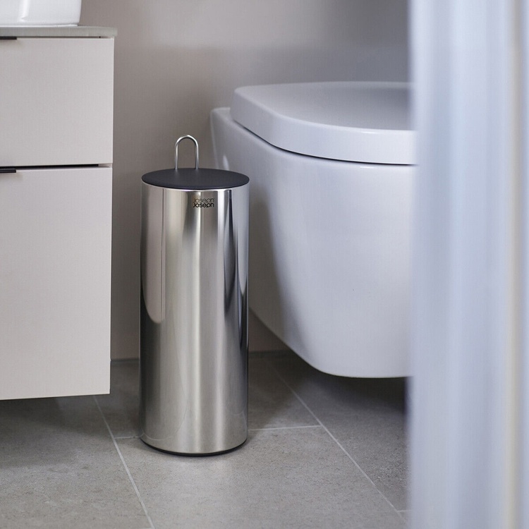 Toilet paper reserve canister, EASYSTORE LUXE, Joseph Joseph, Ø 15,6 x H 41,4 cm, Stainless Steel
