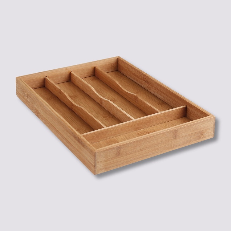 Bamboo Cutlery Tray, SMALL CUTLERY HOLDER, 34 x 25 x H 4,3 cm, Nature