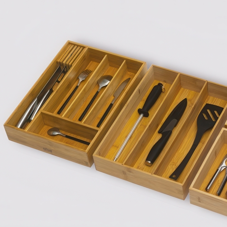 Bamboo Cutlery Tray, TIDY SMART CUTLERY HOLDER, 38 x 28 x H 7 cm, Nature