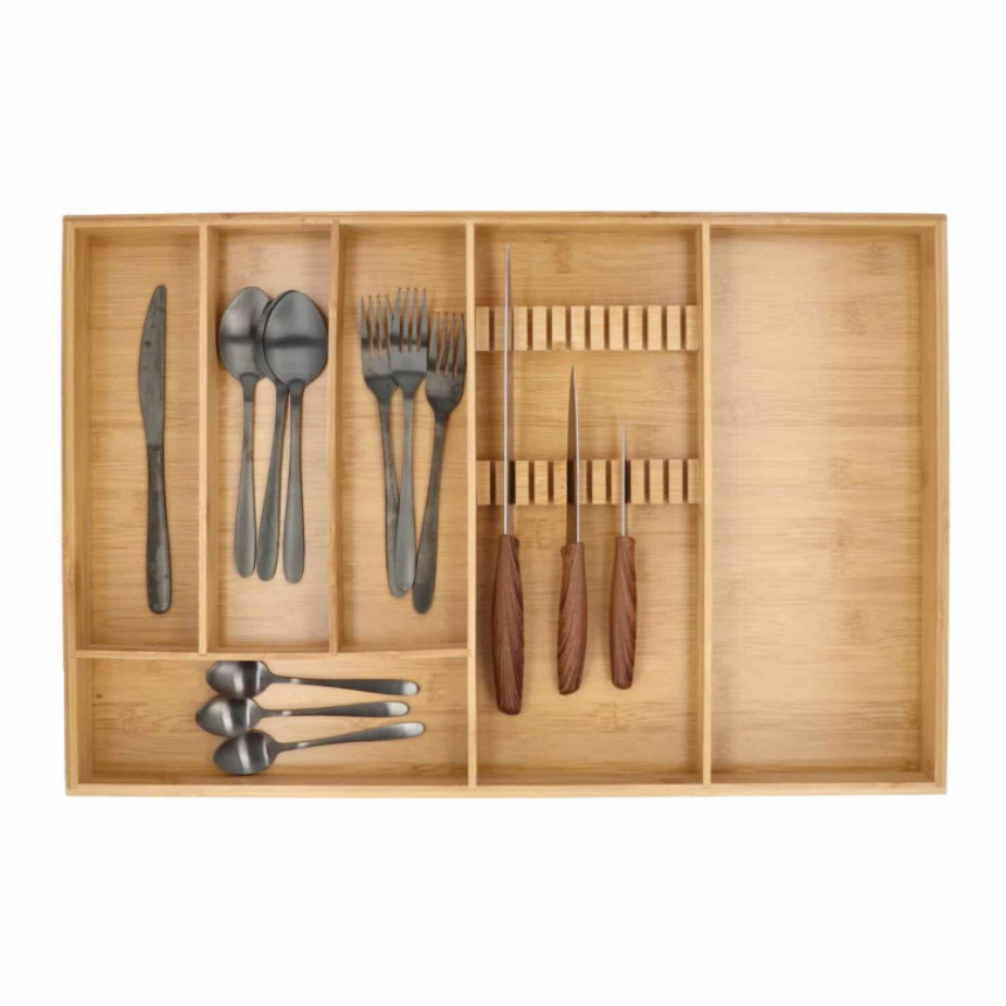Bamboo Cutlery Tray, TIDY SMART XXL CUTLERY HOLDER, 38 x 58 x H 5 cm, Nature