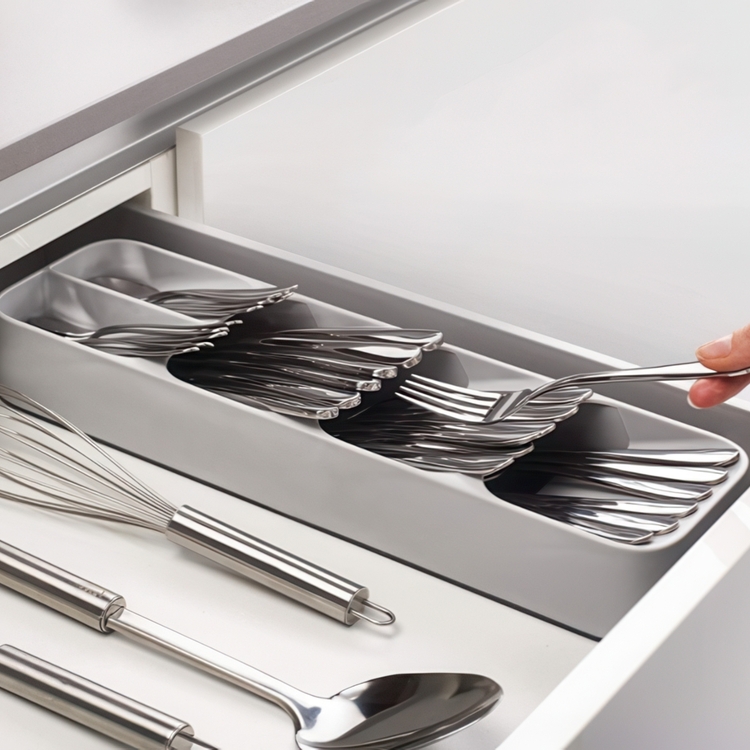 Cutlery Tray, Slim, DRAWERSTORE COMPACT, Joseph Joseph, 39,8 x 11,4 x H5,8 cm, Grey