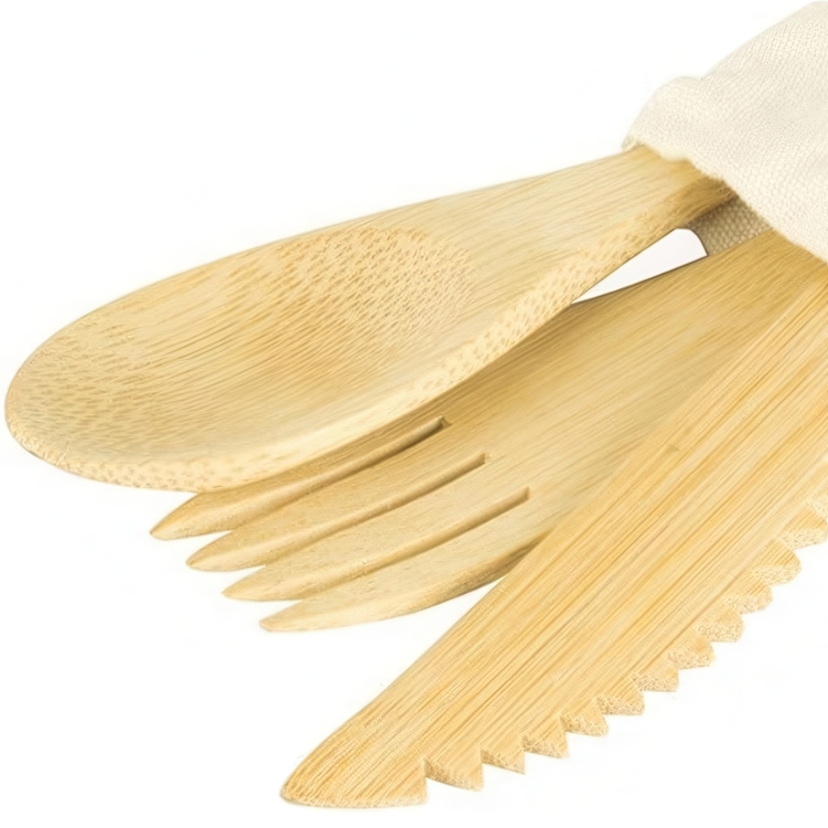 Eco-friendly Cutlery Set in bamboo, PEBBLY COUVERTS EN BAMBOU, Nature