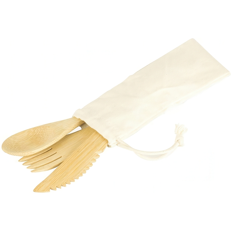 Eco-friendly Cutlery Set in bamboo, PEBBLY COUVERTS EN BAMBOU, Nature