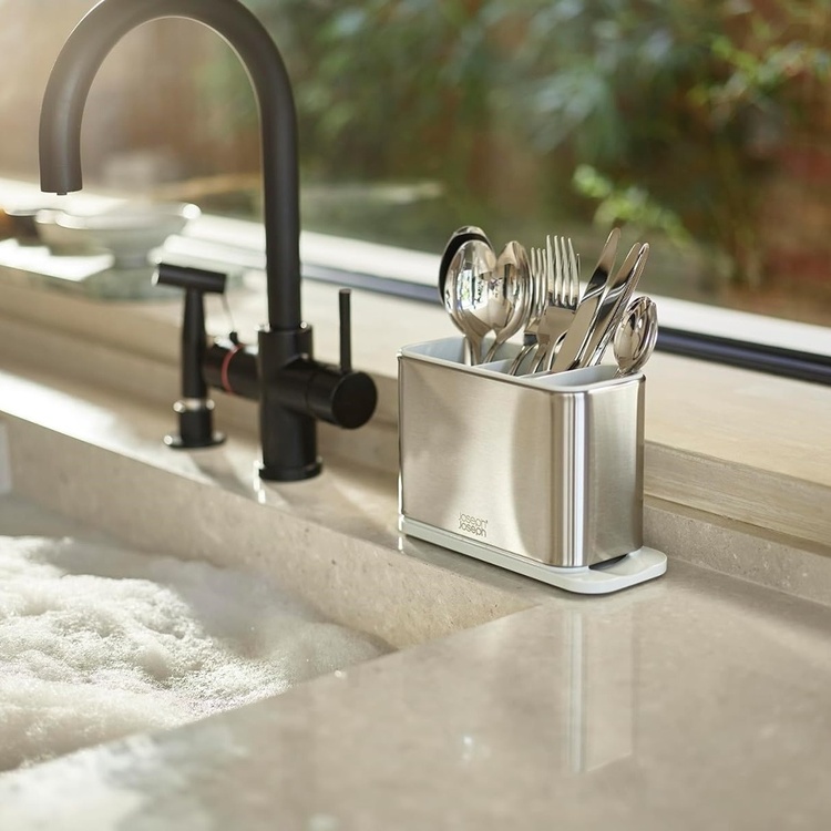 Cutlery Drainer, SURFACE, Joseph Joseph, Stainless Steel / Light Grey