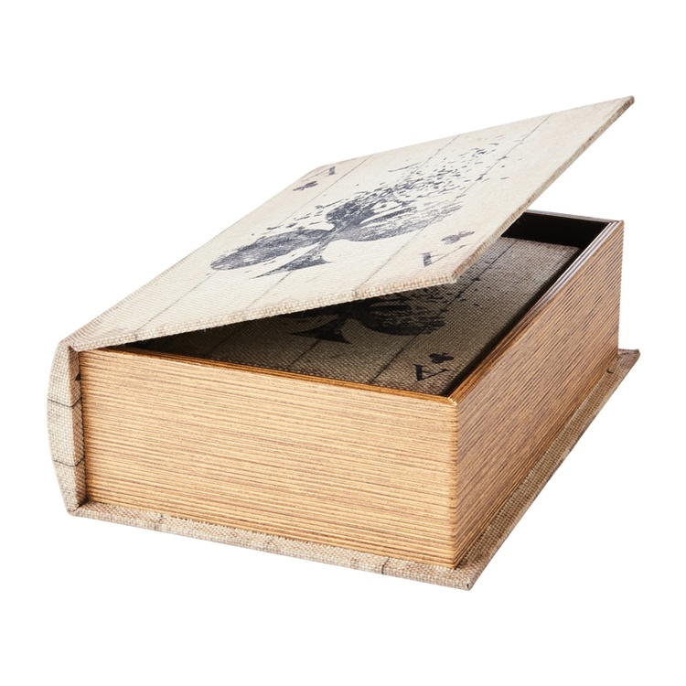 Secret Storage Book, ACE OF CLUBS, LARGE, 27 x 19 x H 8 cm, Nature