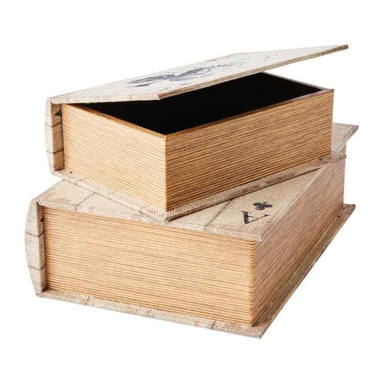 Secret Storage Book, ACE OF CLUBS, SMALL, 20 x 14 x H 6 cm, Beige