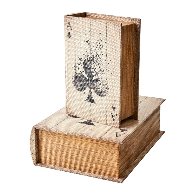 Secret Storage Book, ACE OF CLUBS, SMALL, 20 x 14 x H 6 cm, Beige