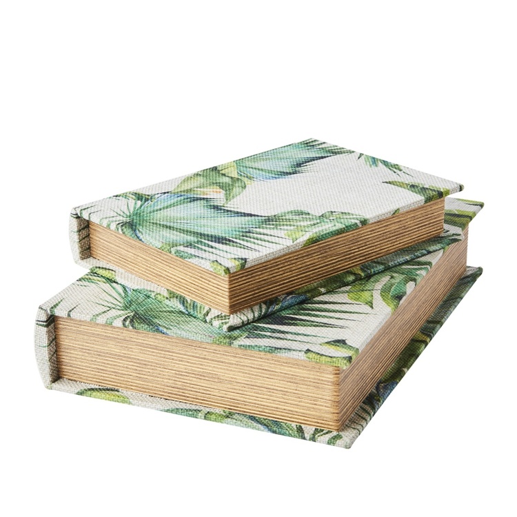 Secret Storage Book, GREEN GARDEN, SMALL, 20 x 14 x H3 cm, Grey / Green