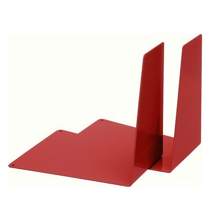 Metal bookends, Set of 2, WEDGE, 12 x 14 x H14,5 cm, Red