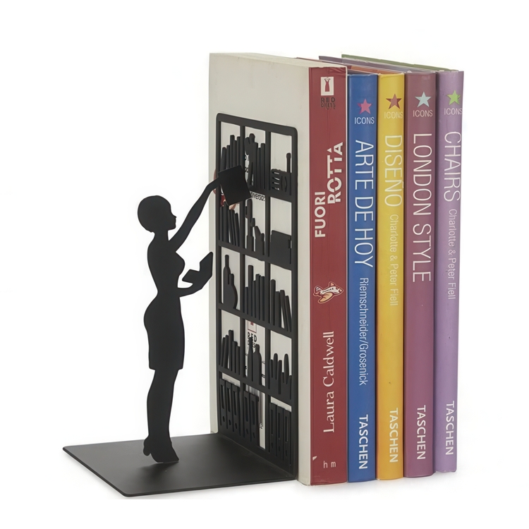 Bookend in metal, THE LIBRARY, 10 x 8,5 x H 17 cm, Black