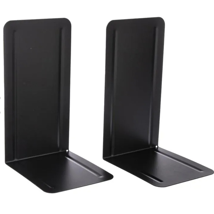 Metal bookends, Set of 2, HIGH, 13 x 14 x H 24 cm, Black