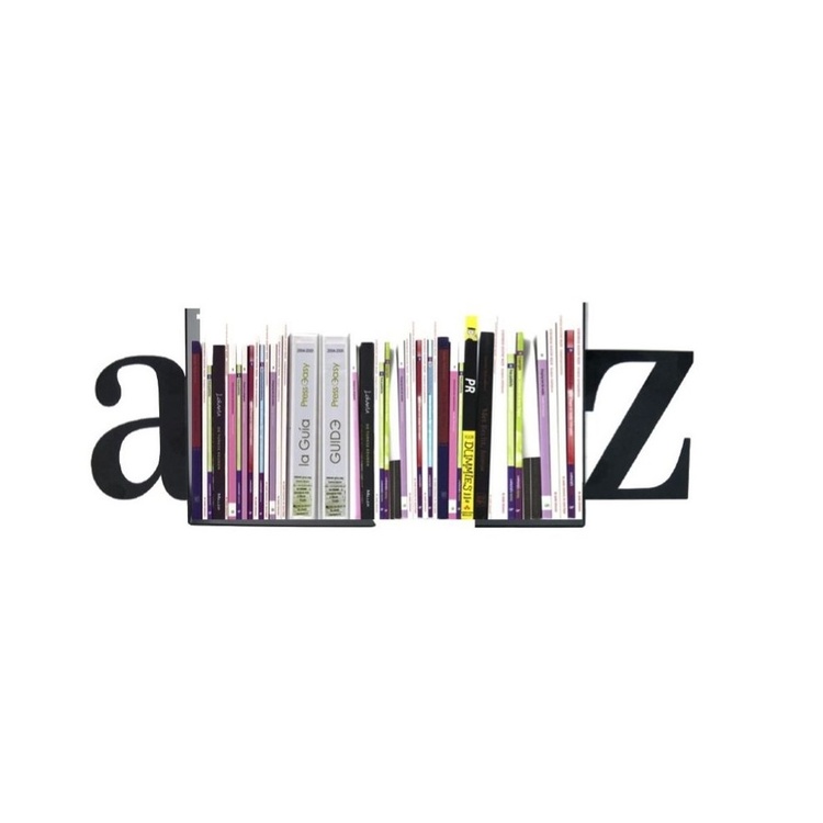 Book Ends in metal, Set of 2, A-Z, Black
