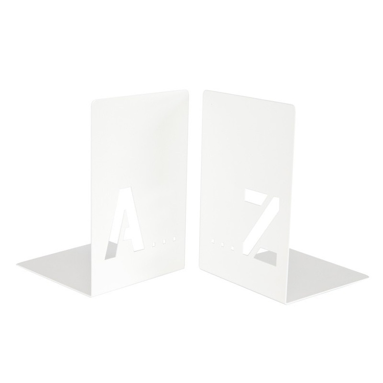 Bookends, Set of 2, BUCHSTÜTZEN A - Z, 12 x 12 x H 18 cm, White
