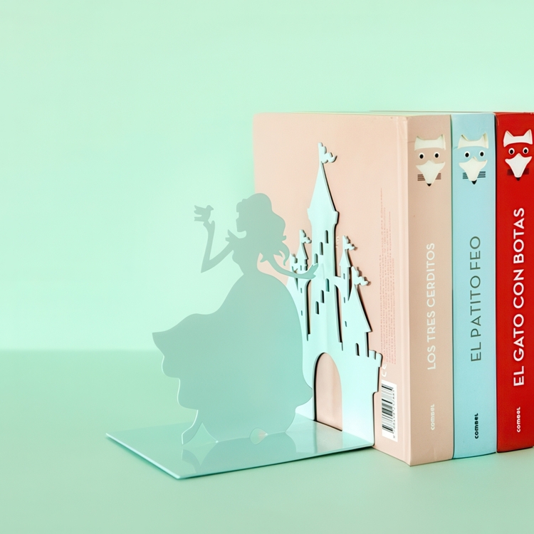 Bookend in metal, FAIRY TALE, 12 x 12,5 x H 17 cm, Light Green