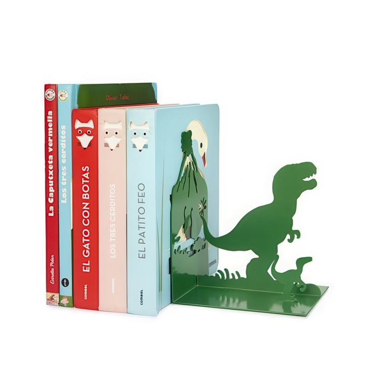 Bookend in metal, JURASSIC, 13 x 10 x H 16 cm, Green