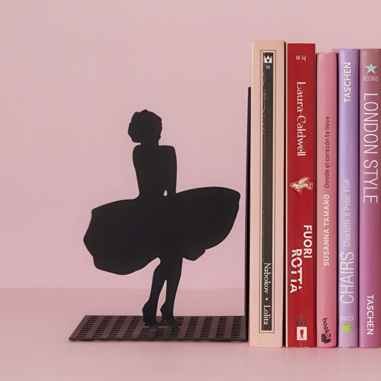 Bookend in metal, MERILYN, 12 x 10 x H 17, Black