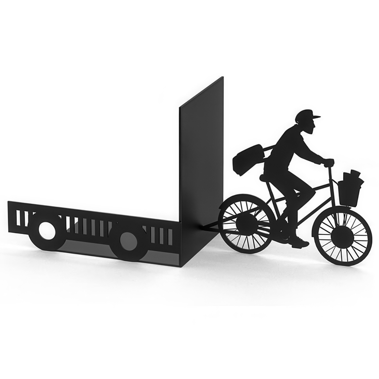 Bookend in metal, POSTMAN, 27 x 10 x H 17 cm, Black