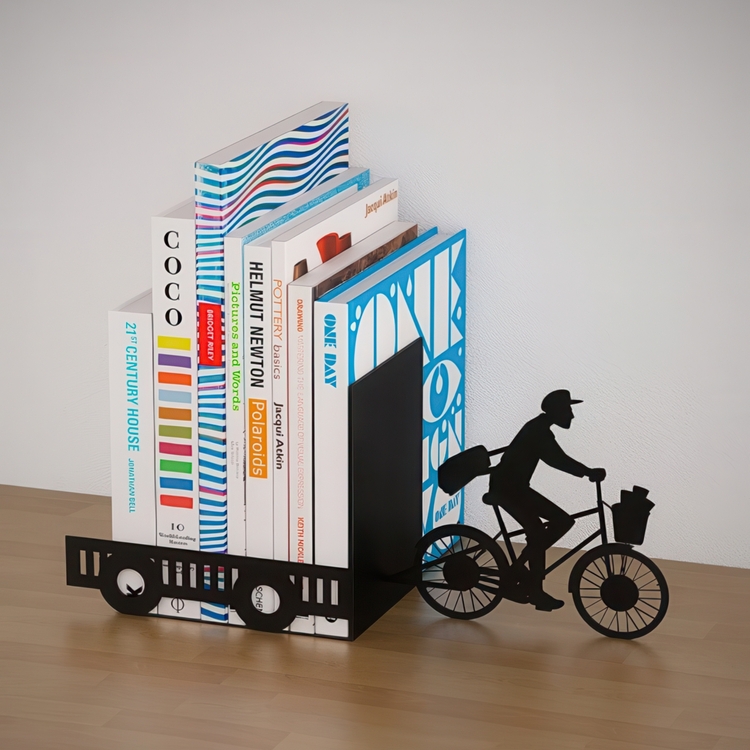 Bookend in metal, POSTMAN, 27 x 10 x H 17 cm, Black