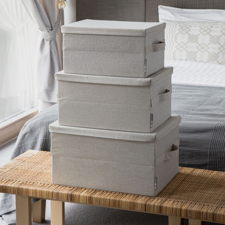 Box with lid, BIGSO LARGE SOFT STORAGE, 45 x 34 x H 25 cm, Beige