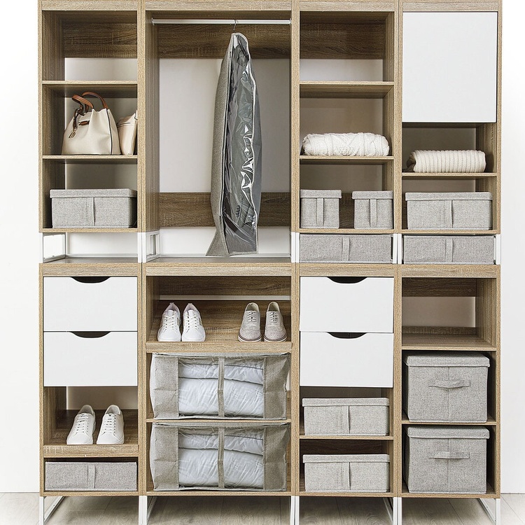 Box with lid, ORGA STORAGE BOX SMALL, 31 x 15 x H 15 cm, Beige-Grey