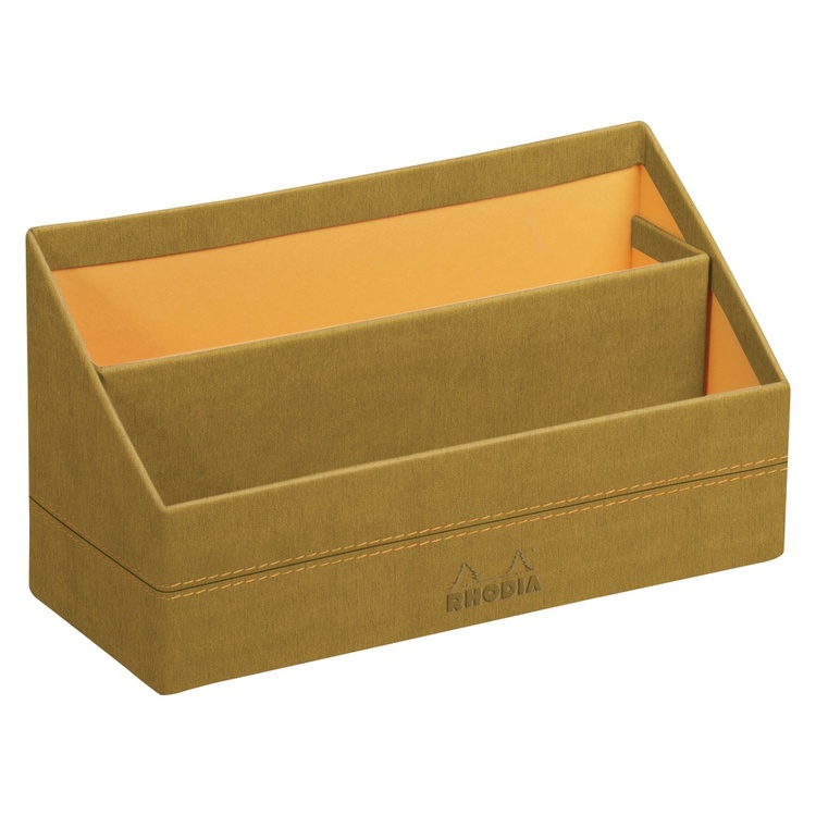 Letter stand in leatherette, RHODIA RHODIARAMA, 26 x 10,5 x H14 cm, Gold / Orange
