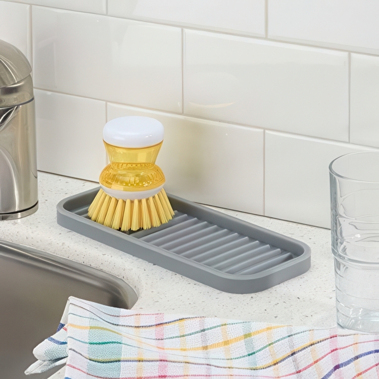 Tray in silicone, Small, LINEO SINK TRAY, 23 x 9 cm, Grey