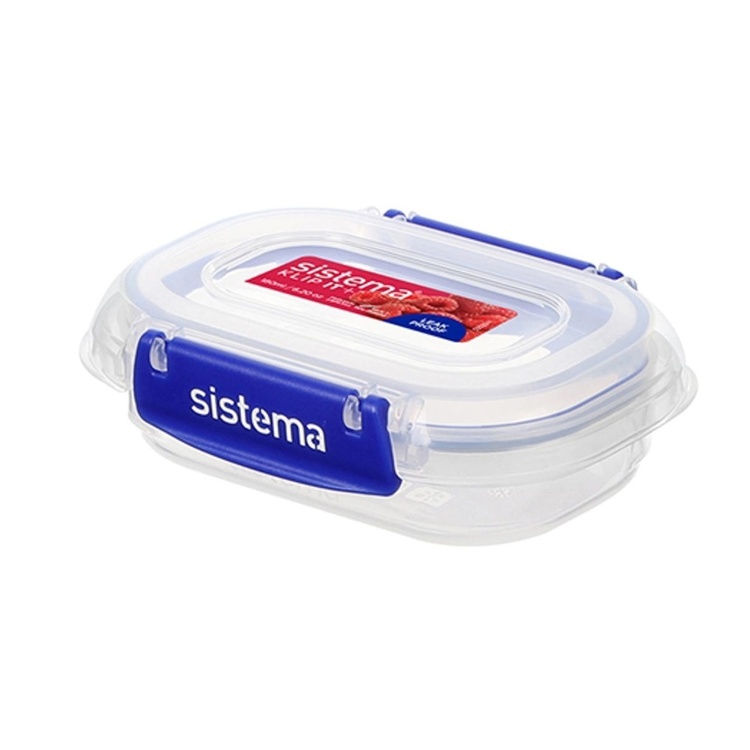 Food box, Mini, 180 ml, KLIP IT PLUS, 12 x 9 x H 4 cm, Transparent / Blue