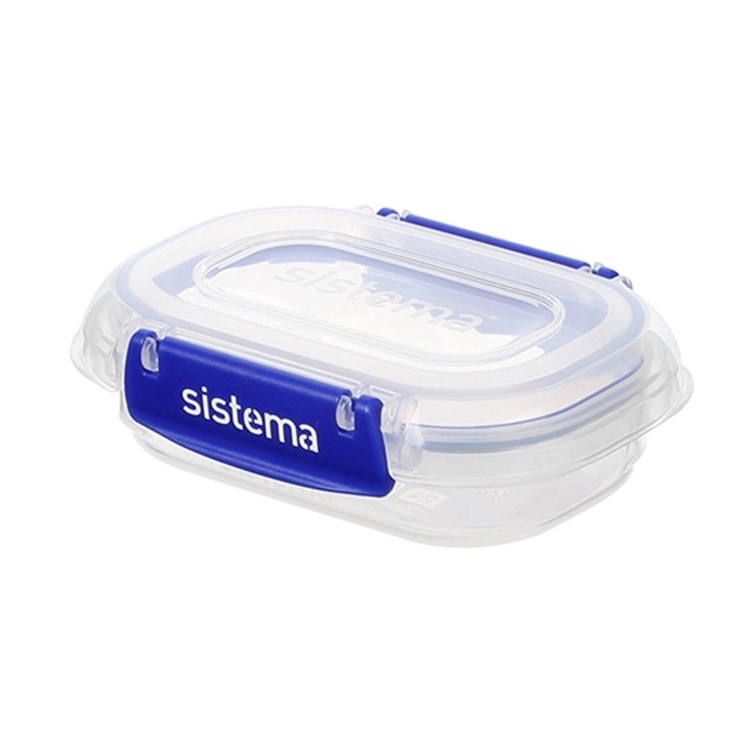 Food box, Mini, 180 ml, KLIP IT PLUS, 12 x 9 x H 4 cm, Transparent / Blue