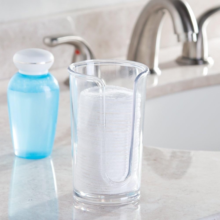 Cotton pads Dispenser, RPET CLARITY, Ø7,5 x H12 cm, Transparent
