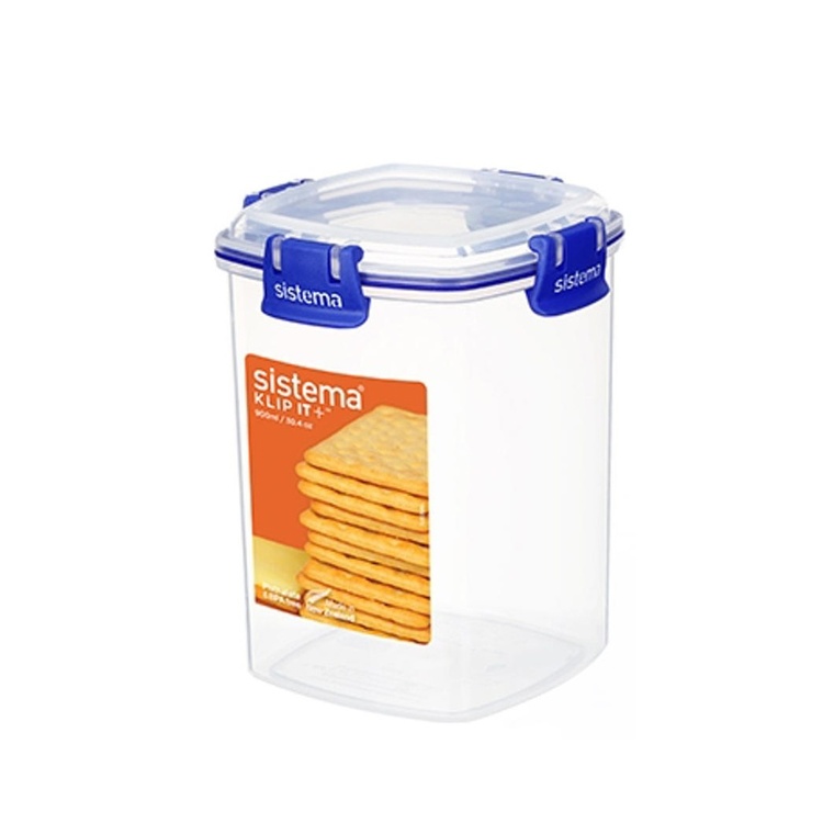 Canister, 0,9 L, KLIP IT PLUS CRACKER, Clear / Blue