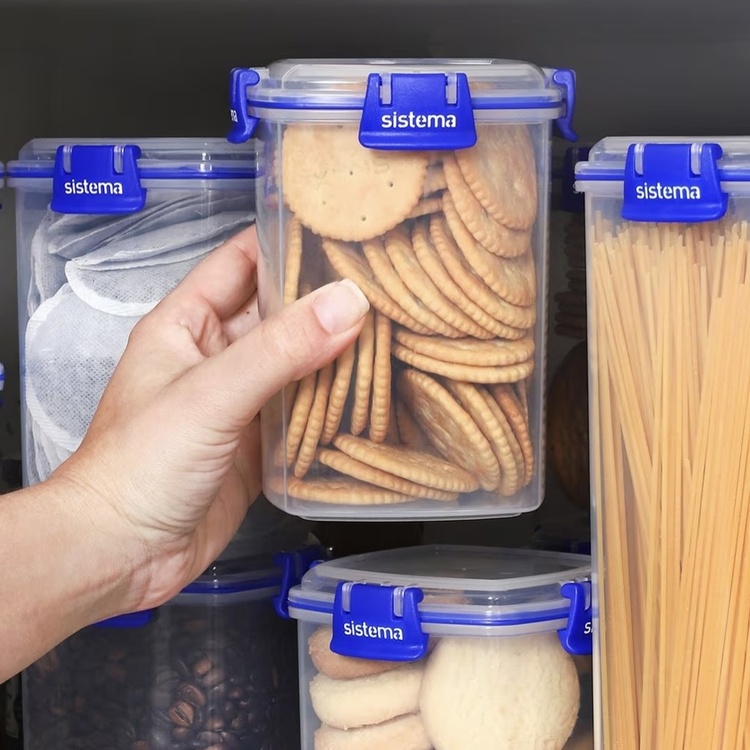 Canister, 0,9 L, KLIP IT PLUS CRACKER, Clear / Blue