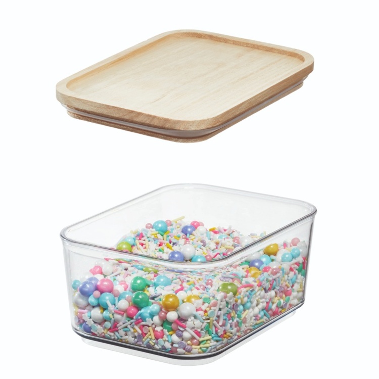 Container for Dry Food, 0,8 L, PANSINO RPET SMALL CANISTER, 16 x 12 x H 8 cm , Transparent / Natural