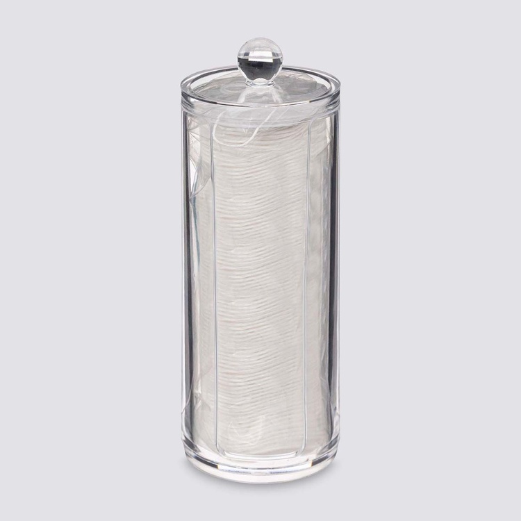 Cotton Pad Dispenser, with Pads, SELENA, Ø 7,5 x H 20 cm, Clear