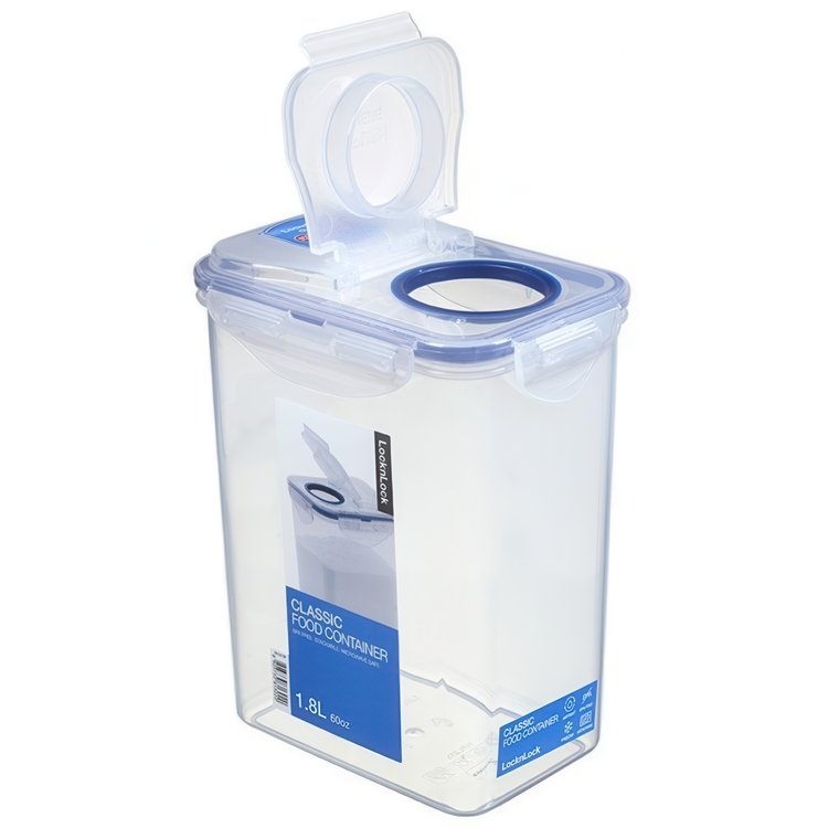 Food Box, Flip Lid, 1,8 L, LOCK & LOCK, 15,1 x 10,8 x H 18,5 cm, Clear / Blue