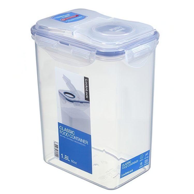 Food Box, Flip Lid, 1,8 L, LOCK & LOCK, 15,1 x 10,8 x H 18,5 cm, Clear / Blue