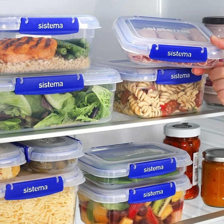Food box, 1L, KLIP IT PLUS RECTANGLE, 18 x 13 x H 8 cm, Transparent / Blue